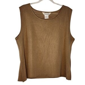 EUC Misook Petite Bronze Knit‎ Tank Top Sleeveless Scoop Neck Casual Everyday L